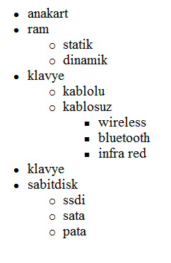 liste örnek