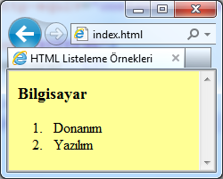 ol ile listeleme